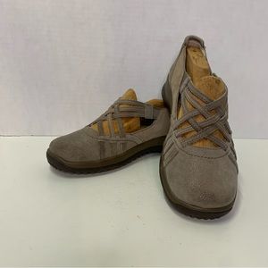 Jambu 9M Taupe Leather Shoes MONTANA Memory Foam Comfort Mary Jane Straps